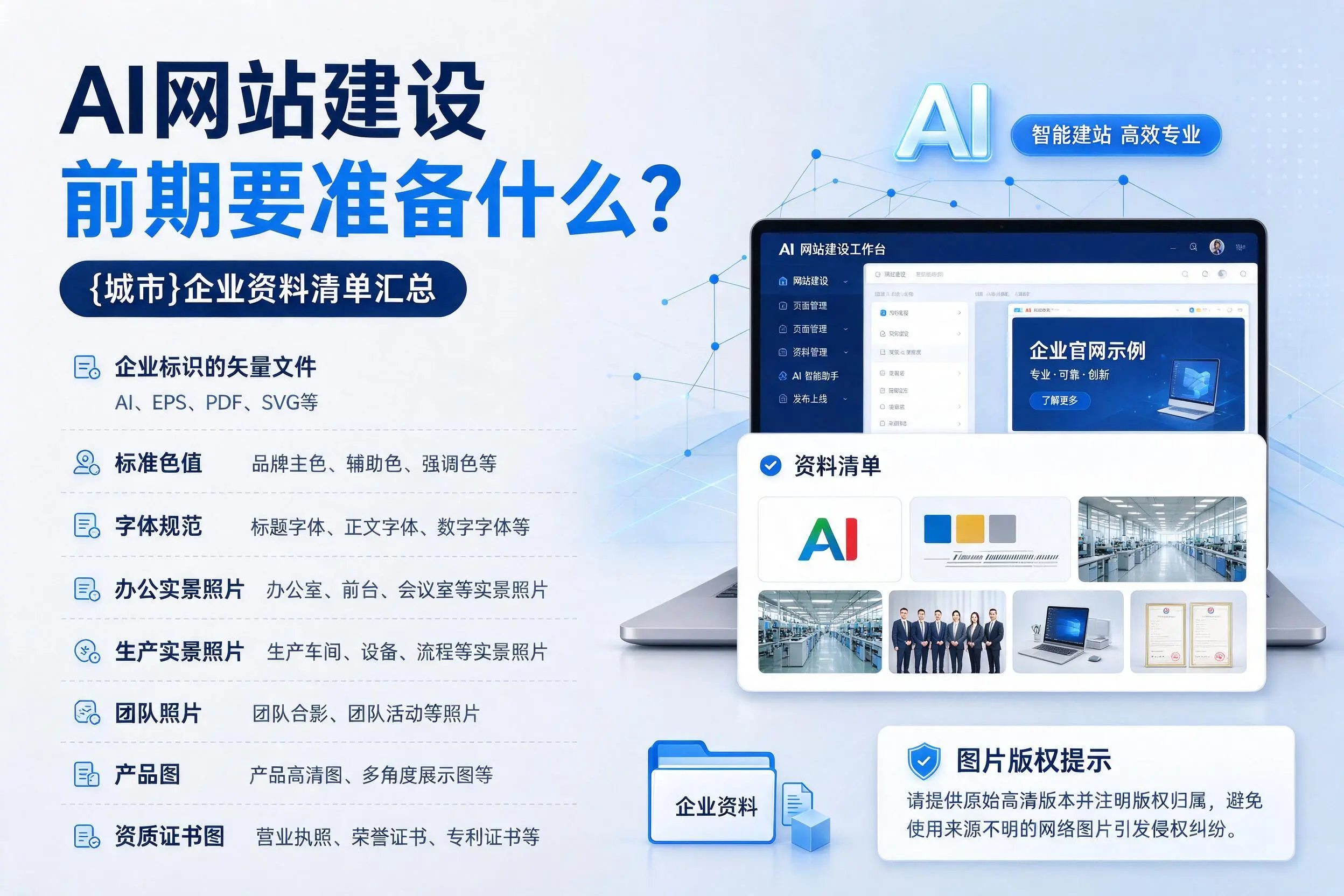 AI网站建设前期要准备什么？昌都企业资料清单汇总