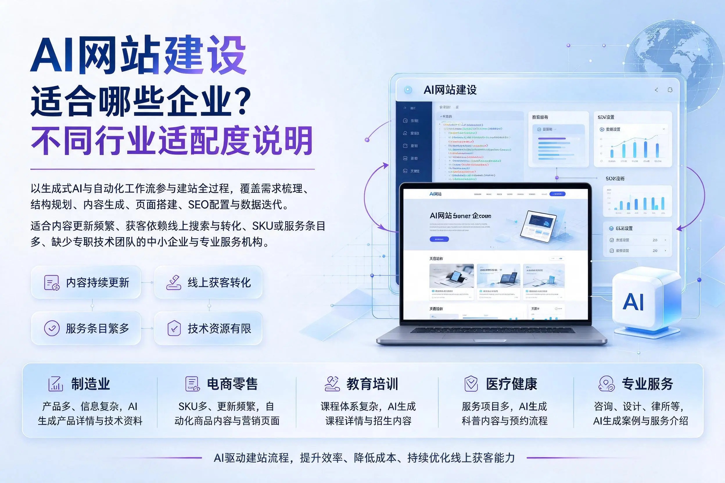 AI网站建设适合哪些企业?昌都不同行业适配度说明